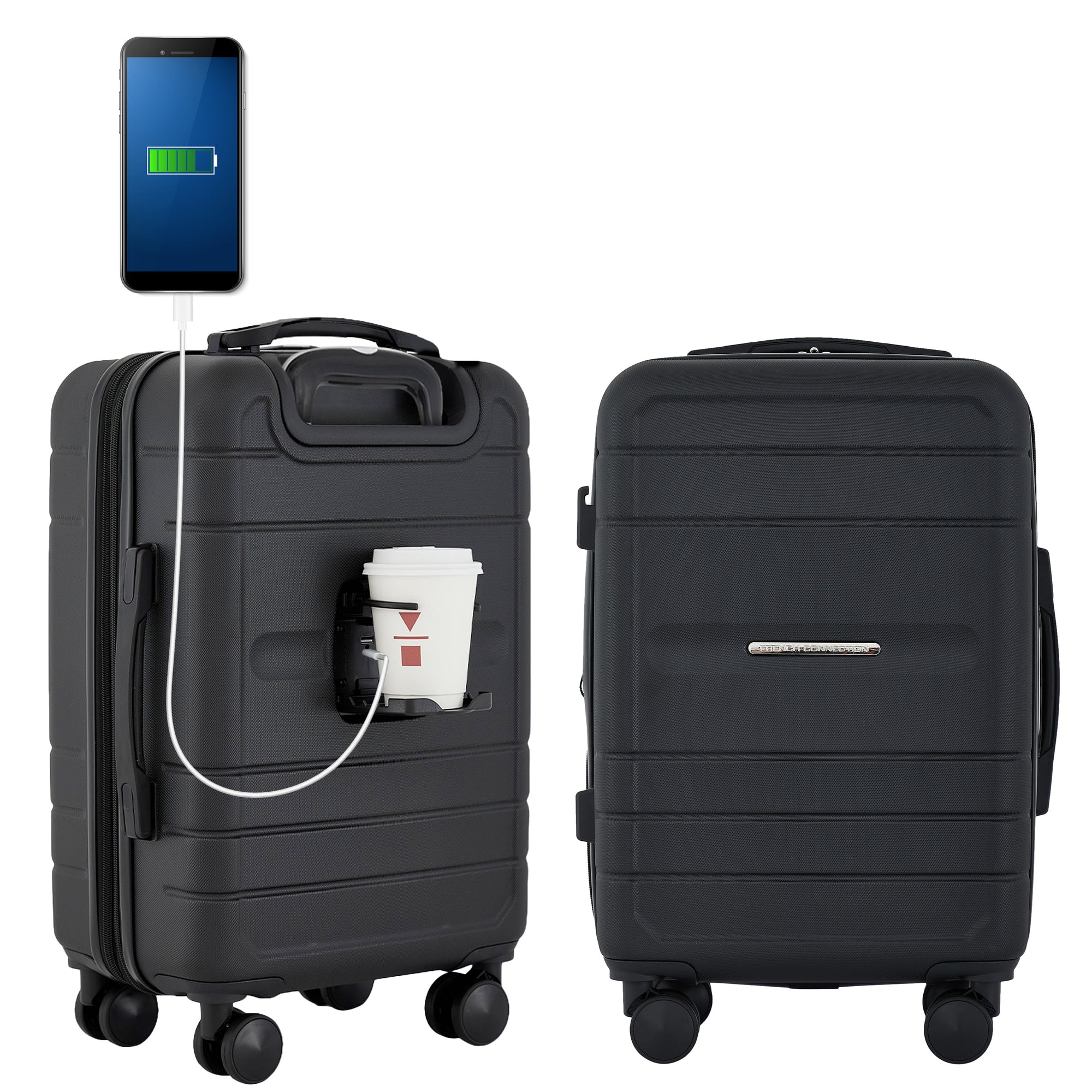 French Connection 22" St. Martin Carry-On Luggage with Cup Holder/USB Ports