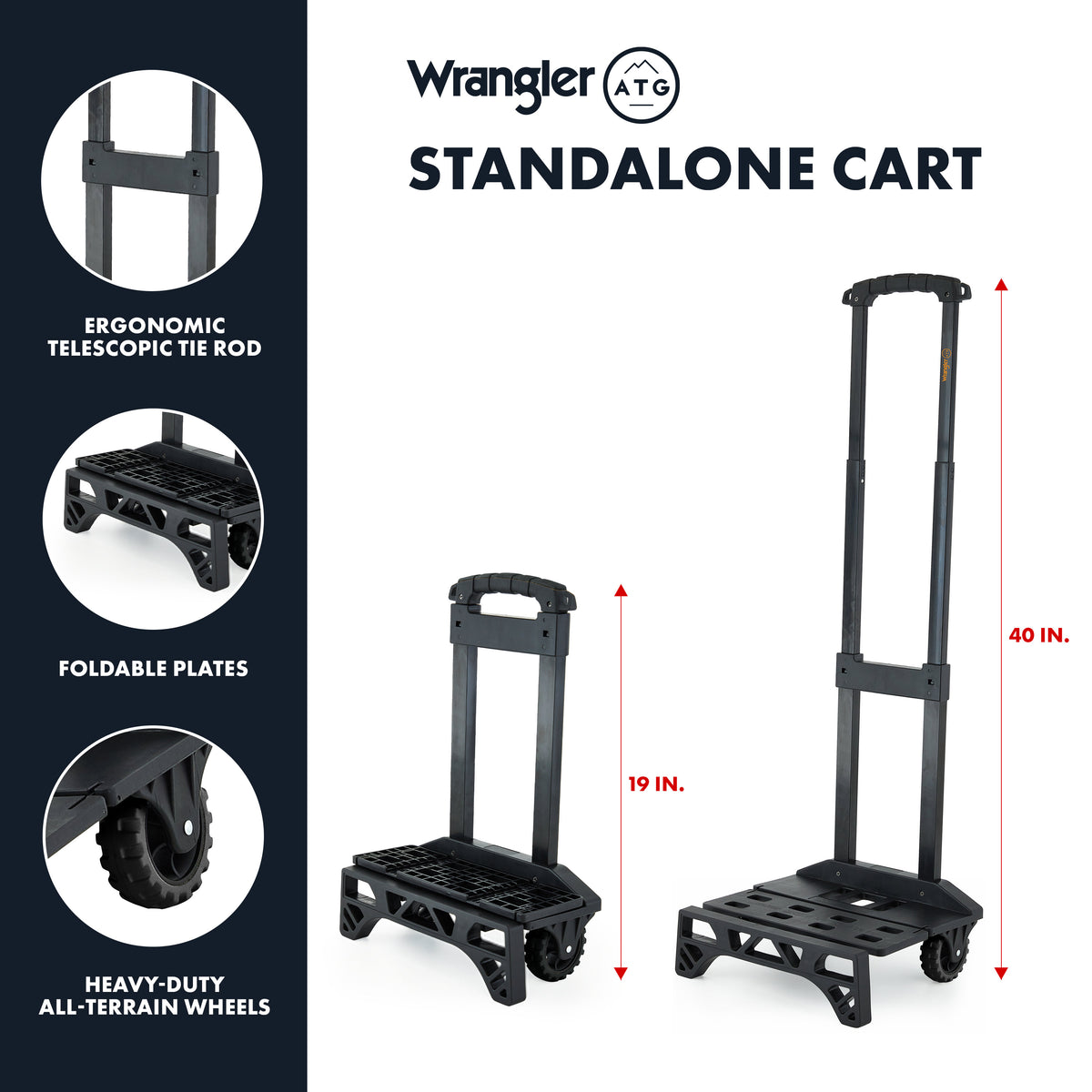 Wrangler ATG Cooper 38L Collapsible Cooler with Tri-Fold All-Terrain Cart