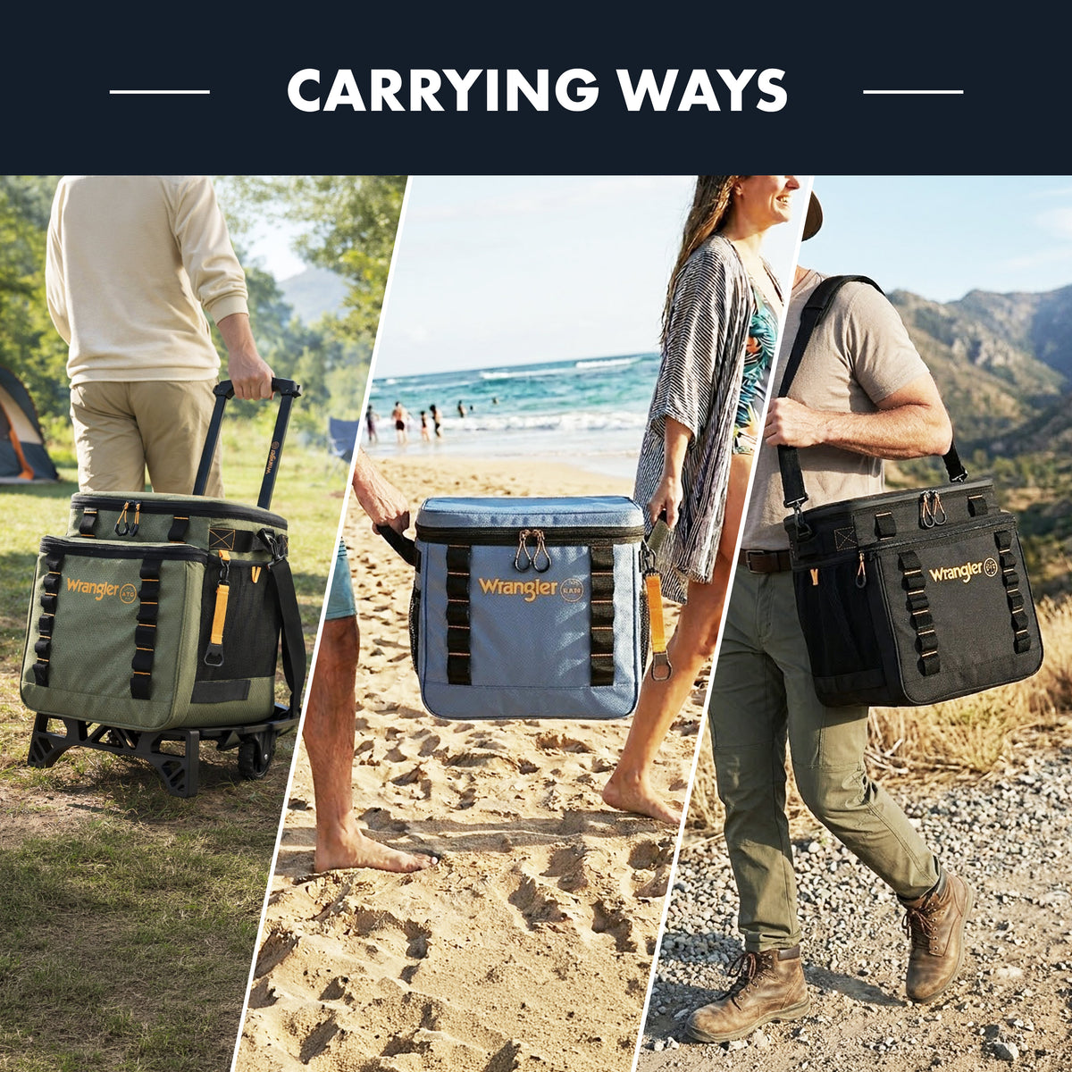 Wrangler ATG Cooper 38L Collapsible Cooler with Tri-Fold All-Terrain Cart