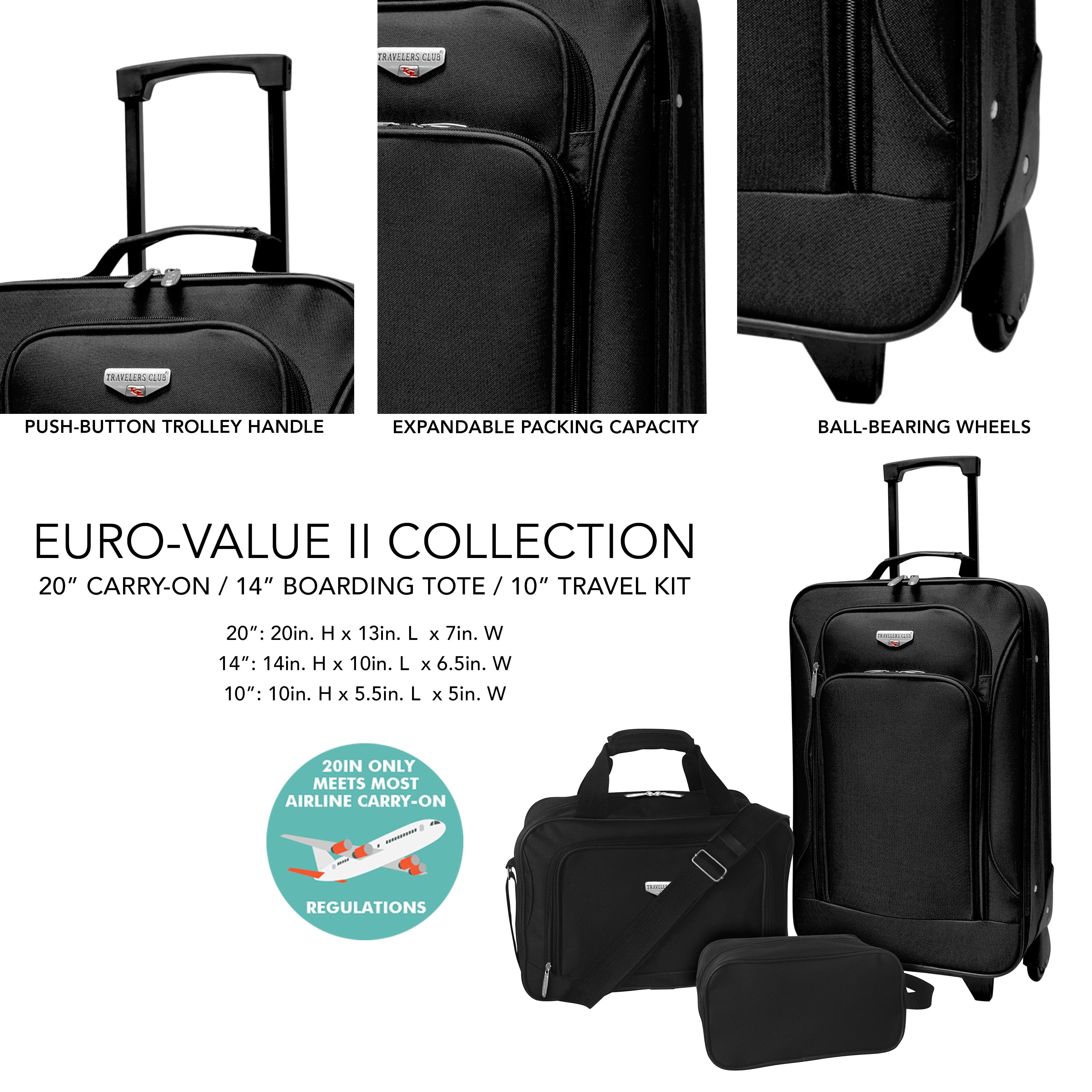 Travelers Club | EVA Euro Value II Collection | 3PCS Travel Set